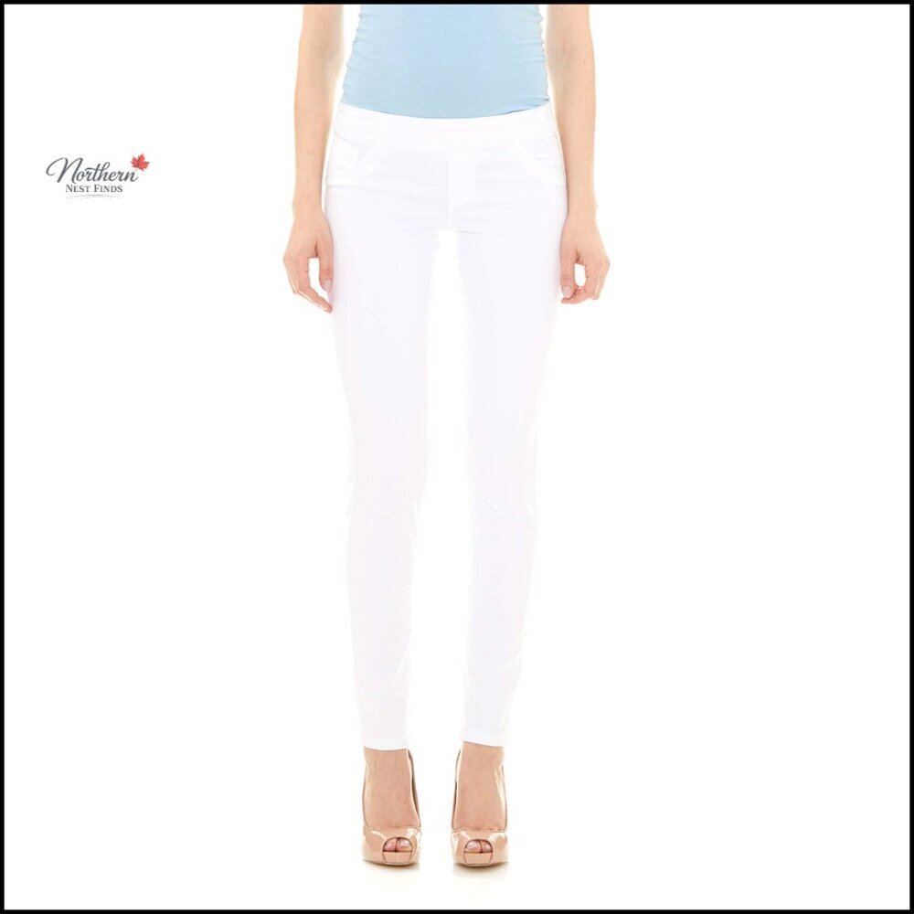 Skinny Stretch Pull-On Jeans Mid-Rise Denim Pants